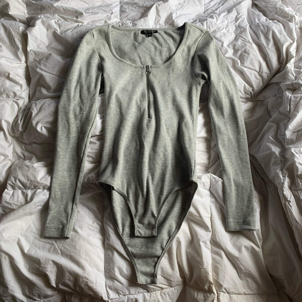 Gray topshop long sleeve bodysuit